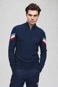 Les Arcs M Elias Ski Polo M Merino-polo med høy hals - Navy