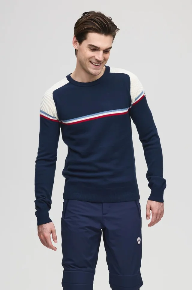 Les Arcs M Edgard Ski Crew M Varm og myk merinogenser - Navy 