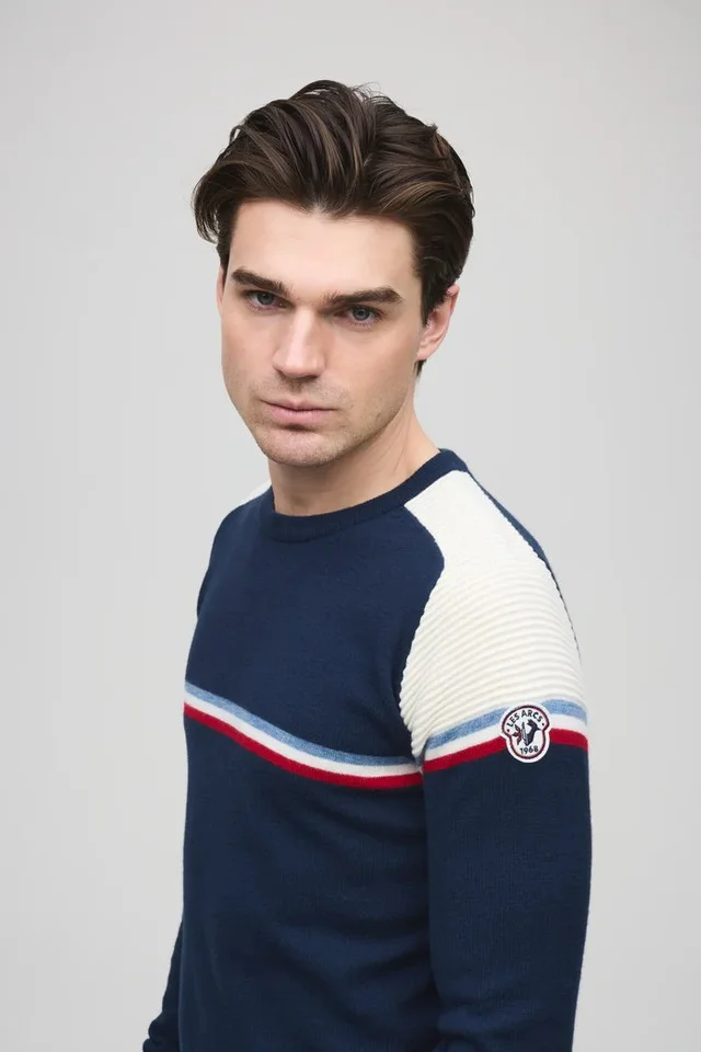 Les Arcs M Edgard Ski Crew M Varm og myk merinogenser - Navy 