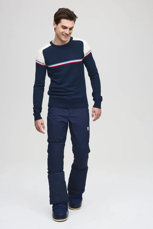 Les Arcs M Edgard Ski Crew M Varm og myk merinogenser - Navy 