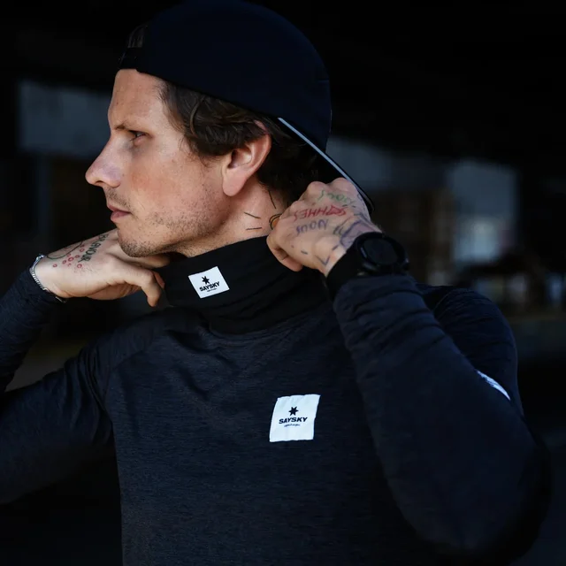 SAYSKY Headband Merino 165 OS Merino hals/pannebånd til løp - Sort 