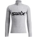 Swix Herre Trøye RaceX Merino m/ Zip S Teknisk ulltrøye Light Grey / Dark Navy