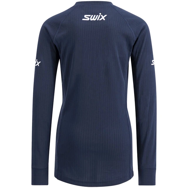 Swix Junior Trøye LS RaceX Classic 128 Supertrøye til barn Dark Navy/Bright Wht 