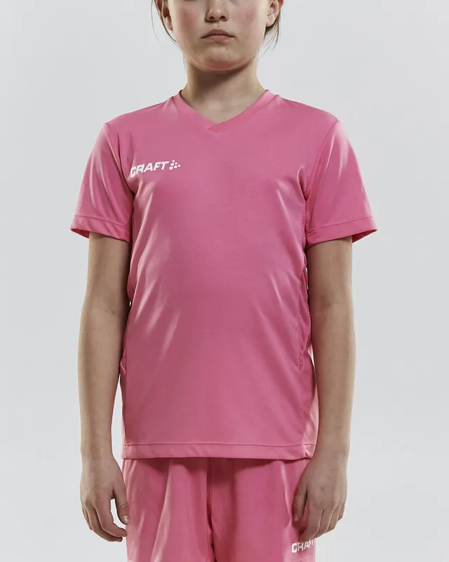Craft Jr Trøye SS Squad Go 134/140 Kortermet treningstrøye til junior -Pop 