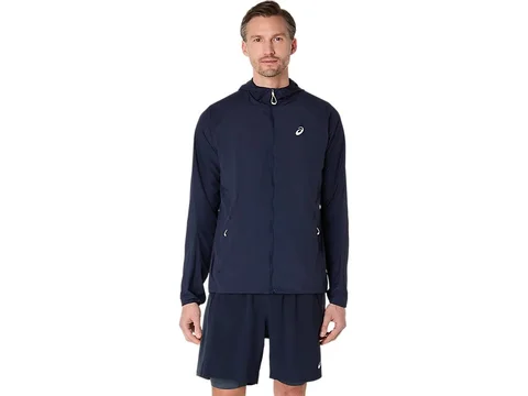 Asics Herre Jakke Road Packable Regn- og vannavstøtende løpejakke - Midn