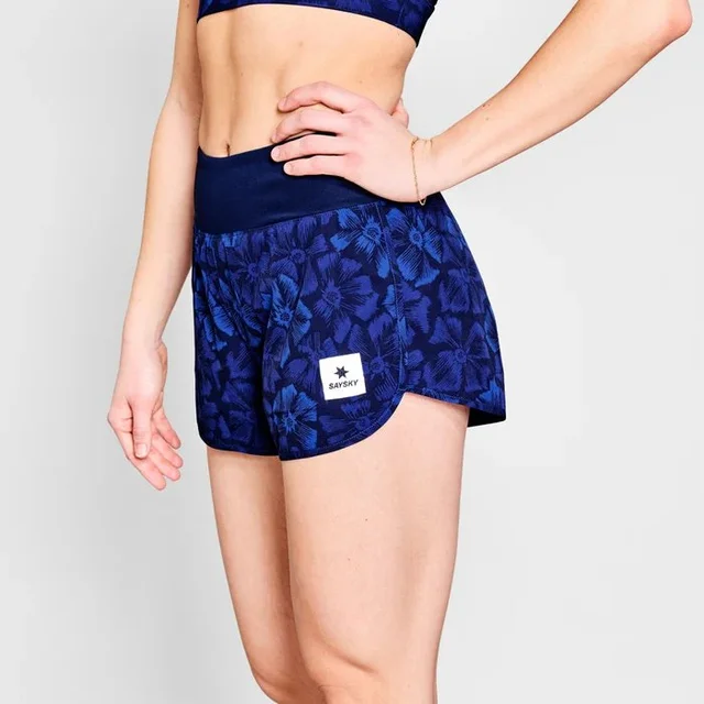 SAYSKY Dame Shorts 3" Flower Pace M Praktisk og lett løpeshorts - FlBlue 