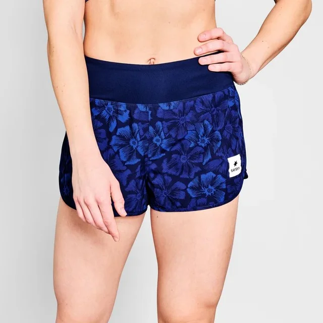 SAYSKY Dame Shorts 3" Flower Pace XS Praktisk og lett løpeshorts - FlBlue 