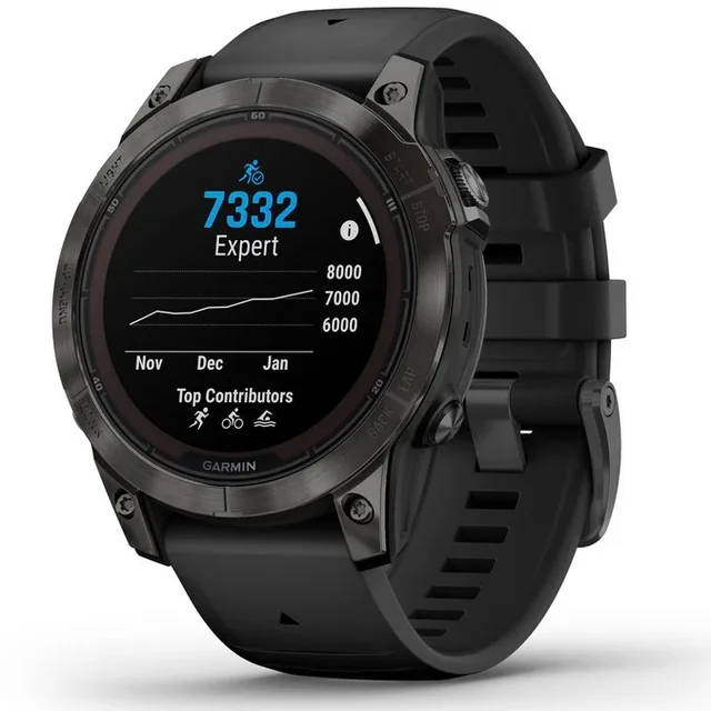 Garmin Fenix 7 Pro Saph Solar Edition Karbongrå DLC-titan Med Sort Rem 