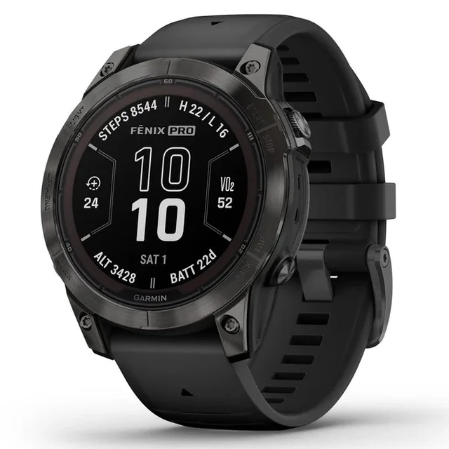 Garmin Fenix 7 Pro Saph Solar Edition Karbongrå DLC-titan Med Sort Rem 