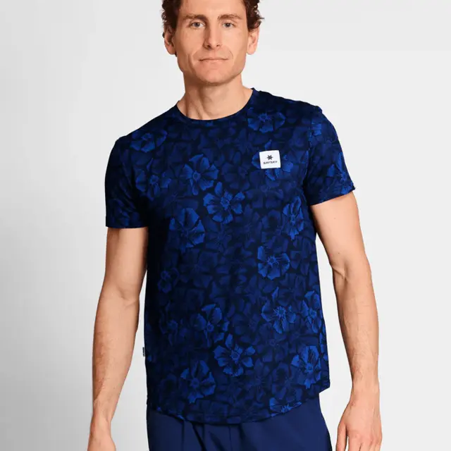 SAYSKY Herre Trøye Combat Flower SS M Lett, teknisk og stilig løpetrøye - Blue 