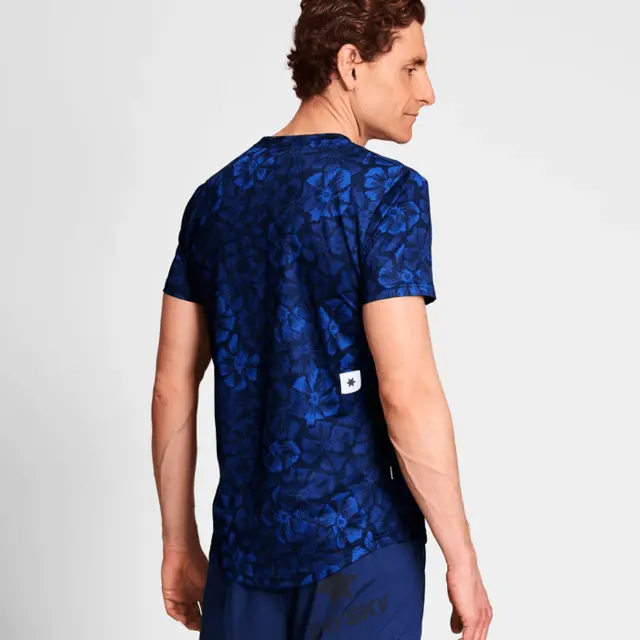 SAYSKY Herre Trøye Combat Flower SS M Lett, teknisk og stilig løpetrøye - Blue 