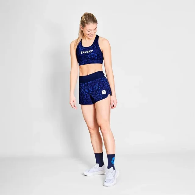 SAYSKY Dame Shorts 3" Flower Pace M Praktisk og lett løpeshorts - FlBlue 