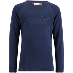 Swix Jr Trøye LS RaceX Merino 122/128 Ulltrøye til barn Dark navy