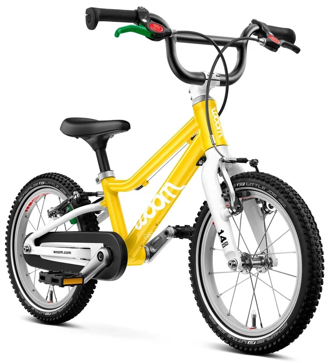 Woom 2 Go Barnesykkel 14" Yellow Perfekt første sykkel til barn 95-110cm 