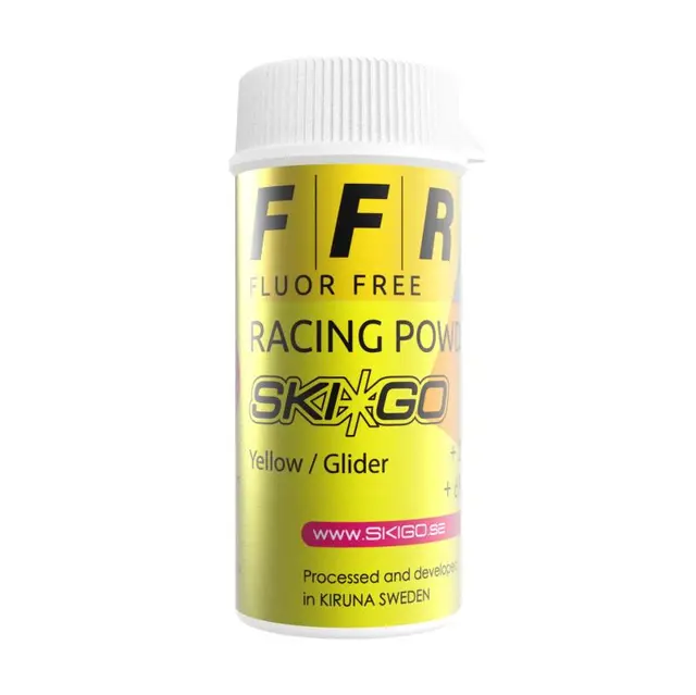 SkiGo FFR Racing Powder Yellow 75ml Racing pulver for våte forhold. 