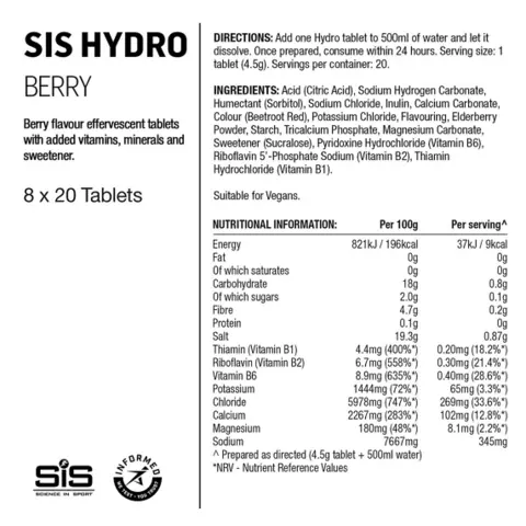 SIS Go Hydro Tabletter Berry Brusetablett med bærsmak 