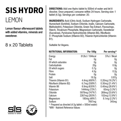 SIS Go Hydro Tabletter Sitron Brusetablett med sitronsmak 