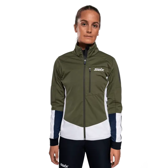 Swix Dame Jakke Nordic XC M Skijakke i softshell - Olive/Br White 