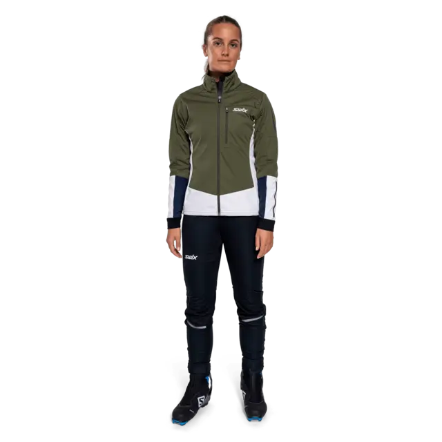 Swix Dame Jakke Nordic XC M Skijakke i softshell - Olive/Br White 