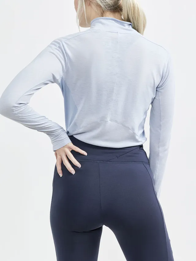 Craft Dame Trøye ADV Subz Wool LS 2 L utviklet for trening i kaldt vær, Sulfu 