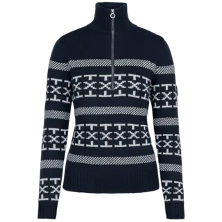 Johaug Genser Dalsbygda Halfzip Tidl&#248;s genser med strikkam&#248;nster - Bl&#229;