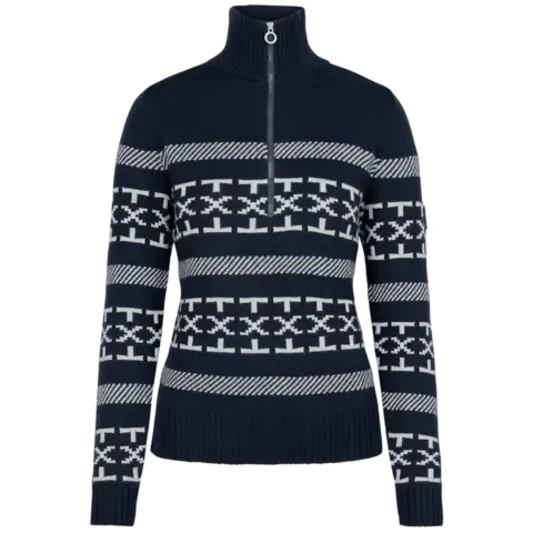 Johaug Genser Dalsbygda Halfzip Tidløs genser med strikkamønster - Blå