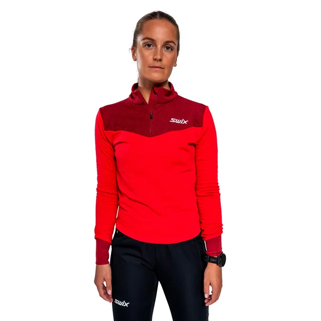 Swix Dame Dynamic Mid Half Zip M Perfekte midlayer for aktive dager - rød 