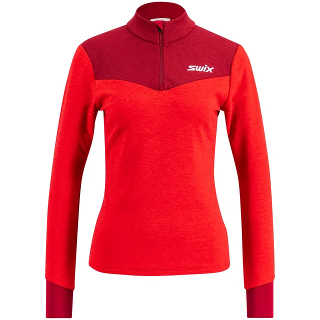 Swix Dame Dynamic Mid Half Zip M Perfekte midlayer for aktive dager - rød 