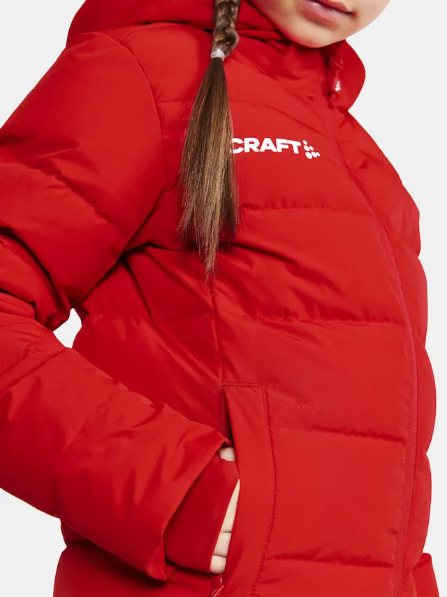 Craft Jr Jakke Nor Evolve Down 122/128 God og varm dunjakke-BrightRed 