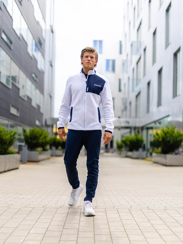 Craft Herre NOR Explore Pile Fleece XL Fleecejakke White / Blaze 