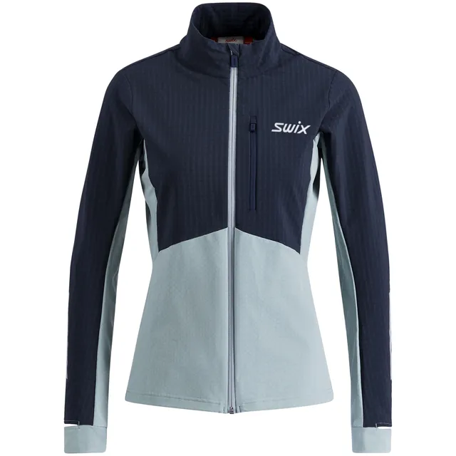 Swix Dame Midlayer Pace Hybrid F.Zip L Mellomlags løpejakke til dame Dark navy 