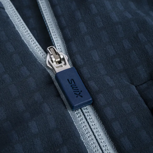 Swix Dame Midlayer Pace Hybrid F.Zip L Mellomlags løpejakke til dame Dark navy 