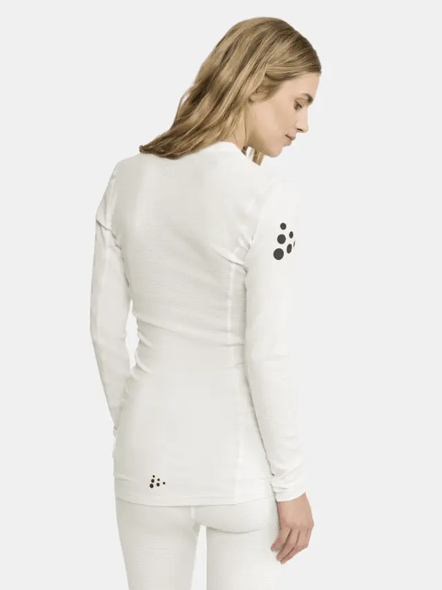 Craft Dame NOR Pro Wool Extreme X LS L Langermet ulltrøye - White/Blaze 