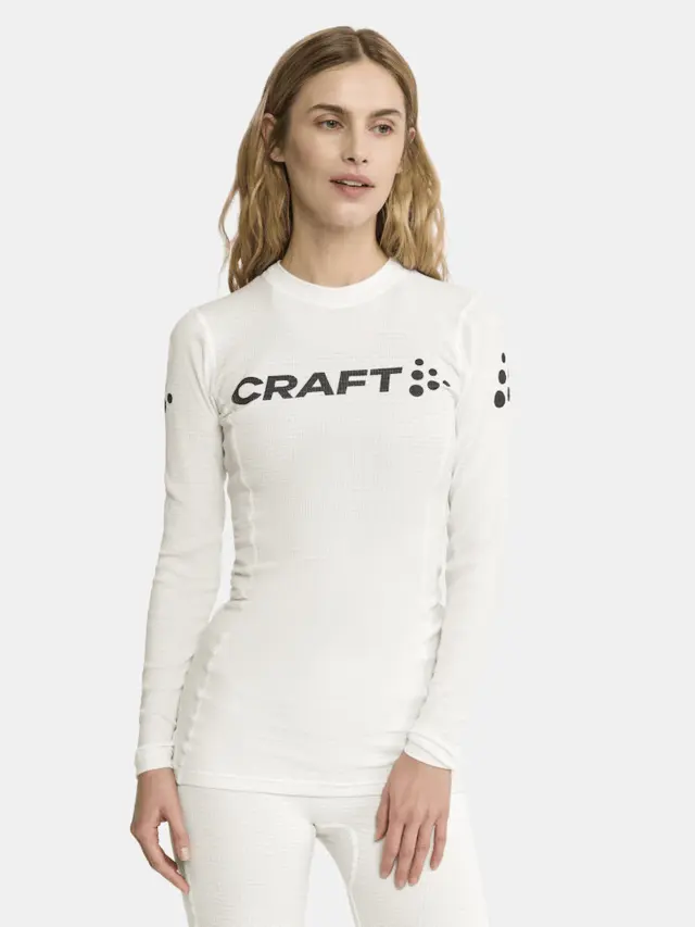 Craft Dame NOR Pro Wool Extreme X LS L Langermet ulltrøye - White/Blaze 