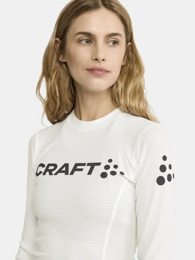 Craft Dame NOR Pro Wool Extreme X LS L Langermet ulltrøye - White/Blaze 