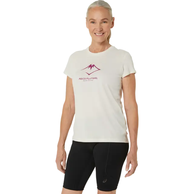 Asics Dame Top Fujitrail Logo SS M BIRCH 