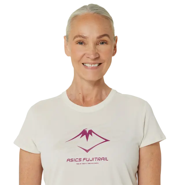 Asics Dame Top Fujitrail Logo SS M BIRCH 