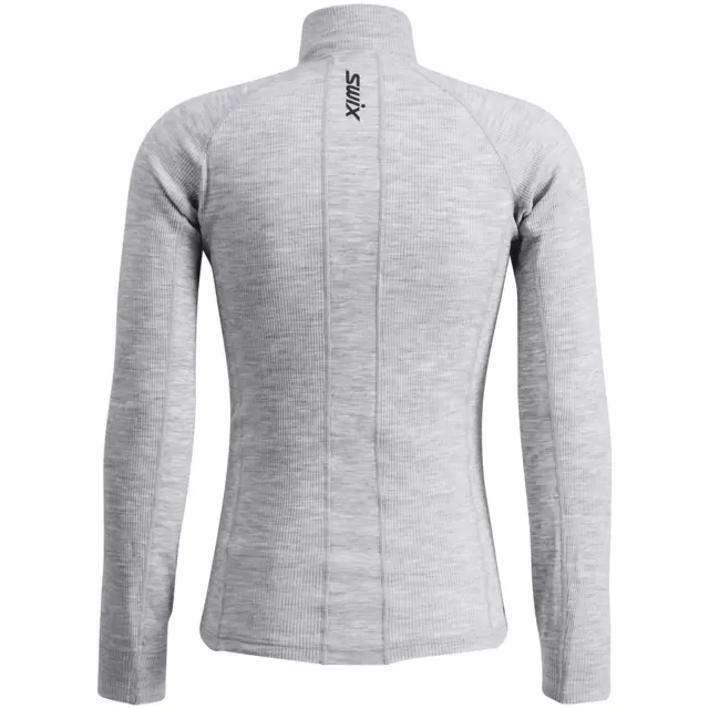 Swix Herre Trøye RaceX Merino m/ Zip L Teknisk ulltrøye Light Grey / Dark Navy 