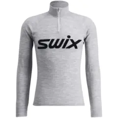 Swix Herre Trøye RaceX Merino m/ Zip Teknisk ulltrøye Light Grey / Dark Navy