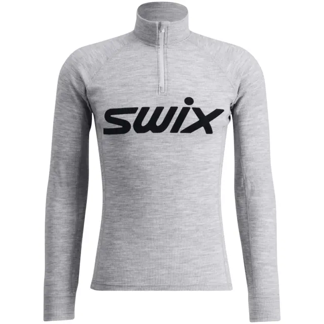 Swix Herre Trøye RaceX Merino m/ Zip L Teknisk ulltrøye Light Grey / Dark Navy 