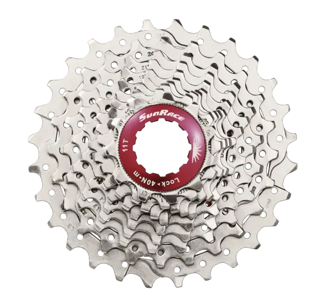 SunRace Kassett CSRX0 TAS 10-delt 11-28T, 245gr,Champagne, Shimano komp 