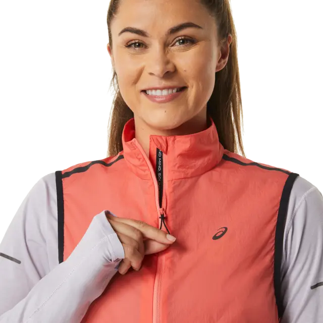 Asics Dame Vest MetaRun Packable S Yttervest for løping - Papaya 