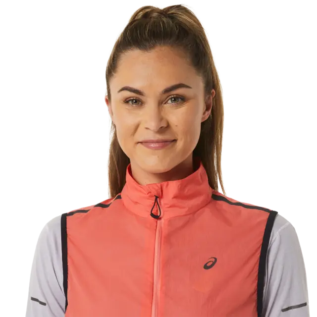 Asics Dame Vest MetaRun Packable S Yttervest for løping - Papaya 
