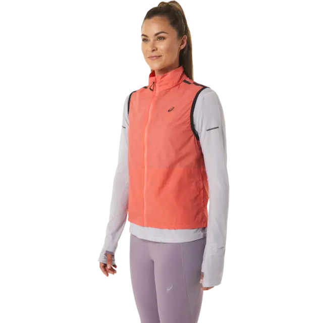 Asics Dame Vest MetaRun Packable S Yttervest for løping - Papaya 