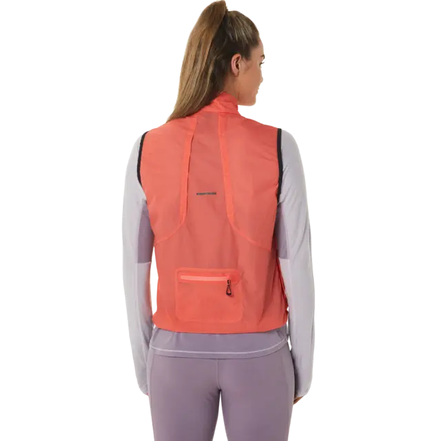 Asics Dame Vest MetaRun Packable S Yttervest for løping - Papaya 