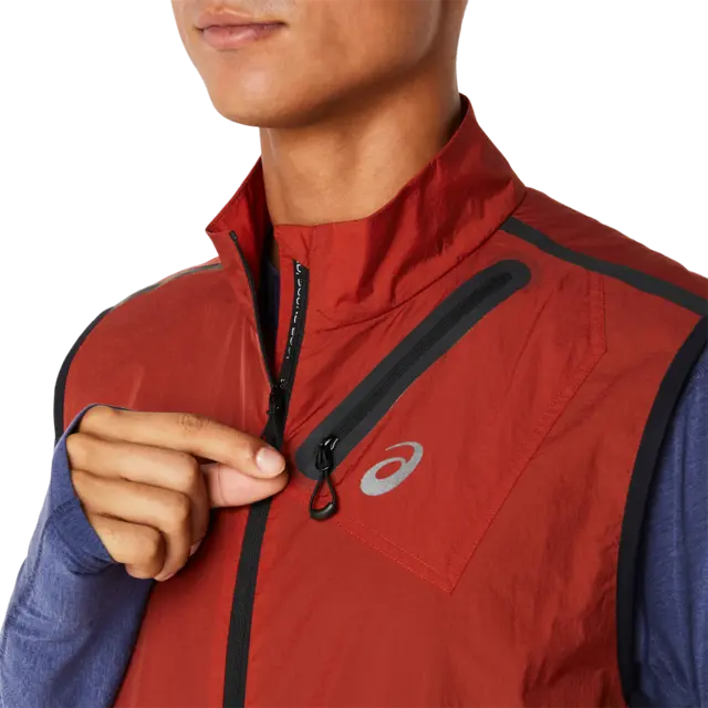 Asics Herre Vest MetaRun Packable S Yttervest for løping - Spice Latte 