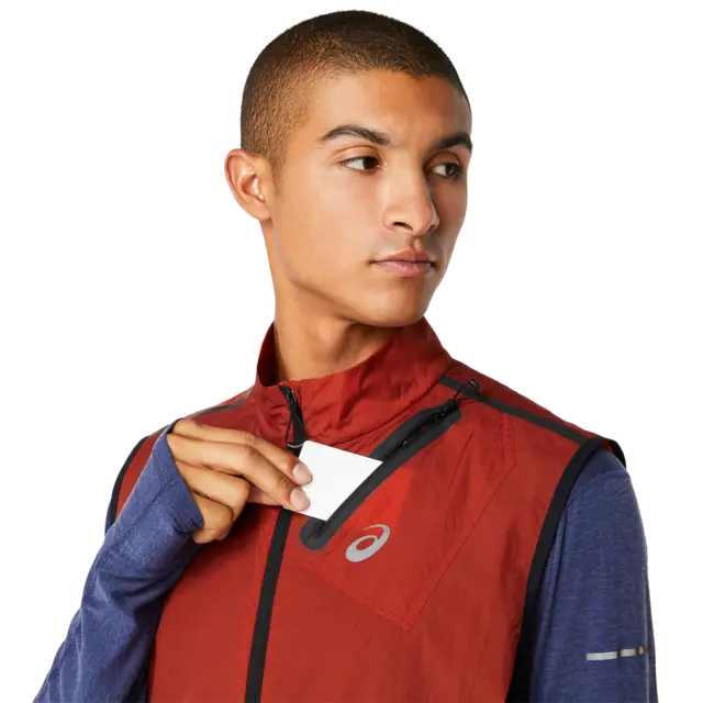 Asics Herre Vest MetaRun Packable S Yttervest for løping - Spice Latte 