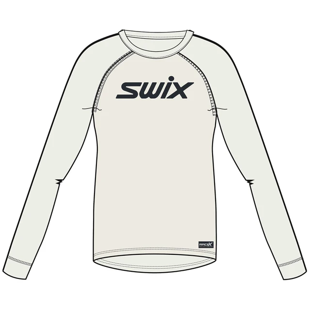 Swix Jr RaceX Merino LS 128 Longsleeve i merinoull - S.White/D.navy 