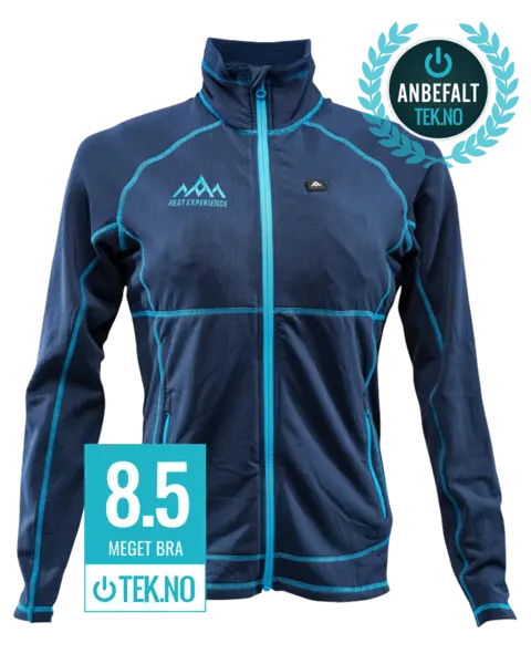 HeatX Varmegenser Dame Batterioppvarmet genser m/ glidelås Blå