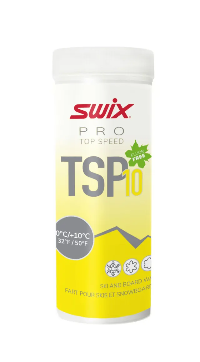 Swix TSP10 Yellow 0°C/+10°C, 40g Fluorfritt pulver for våte forhold 